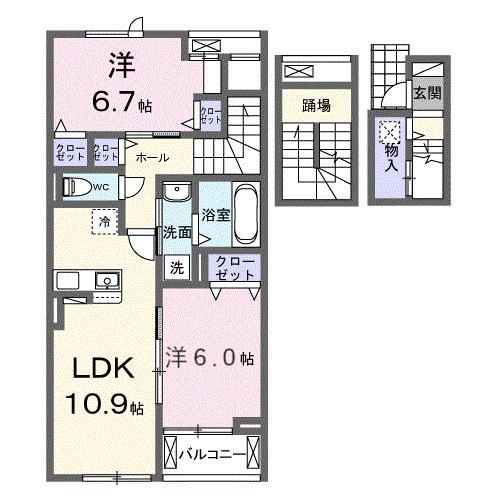 フォルトゥーナ 播磨(2LDK/3階)の間取り写真