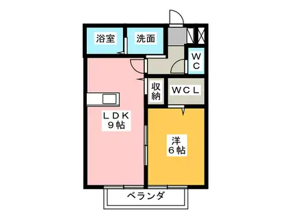 サンビレッジ弥生の森C(1LDK/1階)の間取り写真