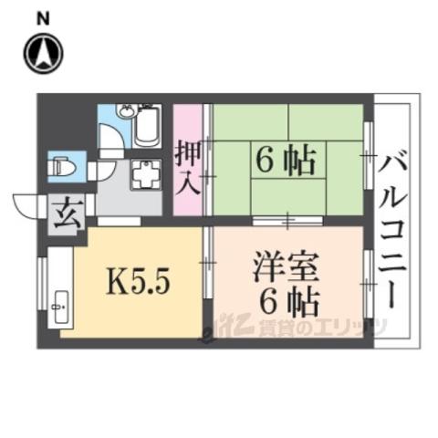 サンライフ若江本町(2DK/4階)の間取り写真