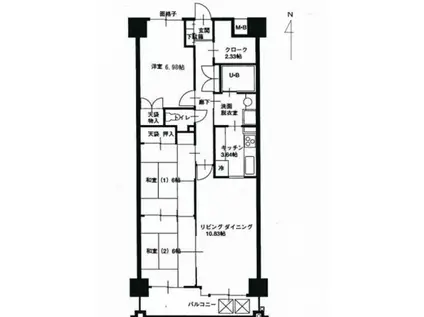 ホウライツルビル(3LDK/3階)の間取り写真