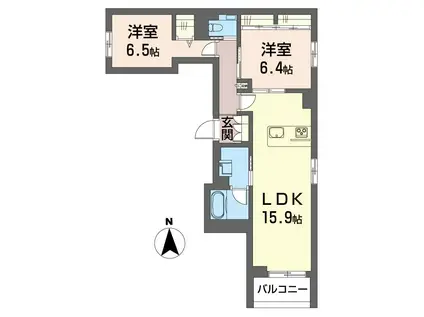 グレイス自由が丘(2LDK/2階)の間取り写真