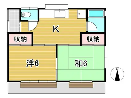 ＪＲ水郡線 常陸太田駅 徒歩10分 2階建 築57年(2K/1階)の間取り写真