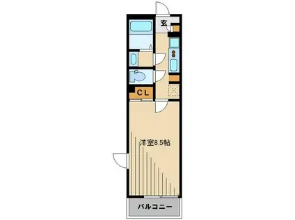 レオネクストウエストアングル(1K/1階)の間取り写真