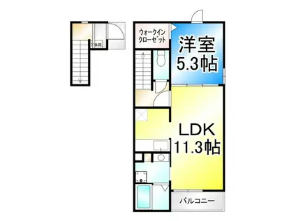 ル・フランII(1LDK/2階)の間取り写真