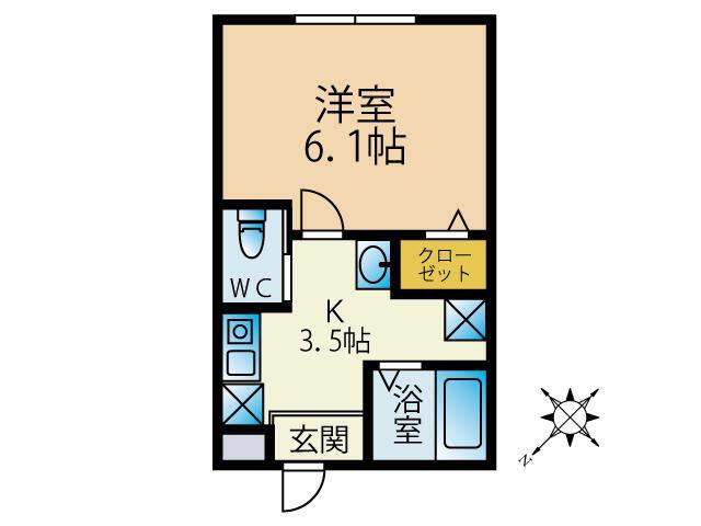 ヴィータフェリーチェ(1K/1階)の間取り写真