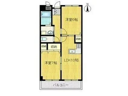 パレーシャル難波(2LDK/4階)の間取り写真