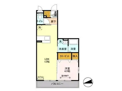 リュイールII(1LDK/2階)の間取り写真