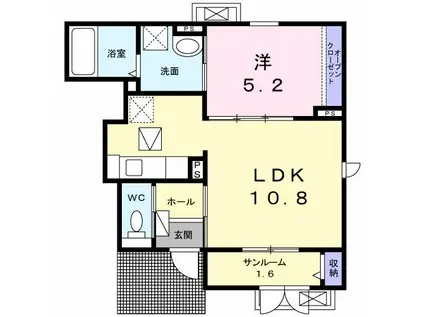 サン・ラピス(1LDK/1階)の間取り写真