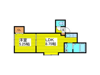 ソレイユ327(1LDK/2階)の間取り写真
