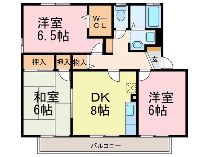エスポワール二見(3DK/2階)の間取り写真