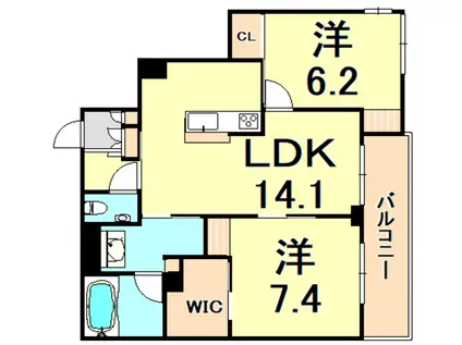 SHAMAISON南甲子園(2LDK/3階)の間取り写真
