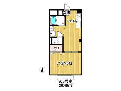 ジュネス立野(1DK/3階)の間取り写真