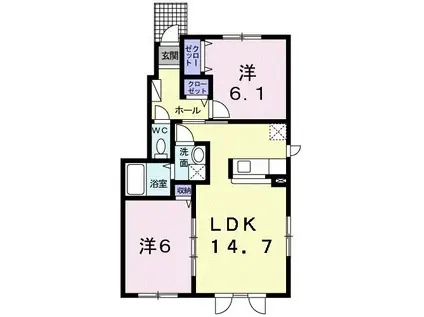 ベル・グラース弐番館(2LDK/1階)の間取り写真