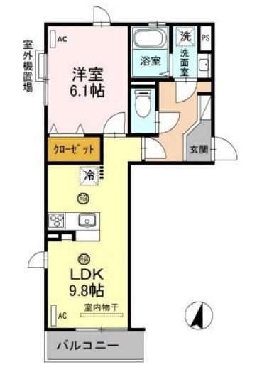 アズール(1LDK/3階)の間取り写真