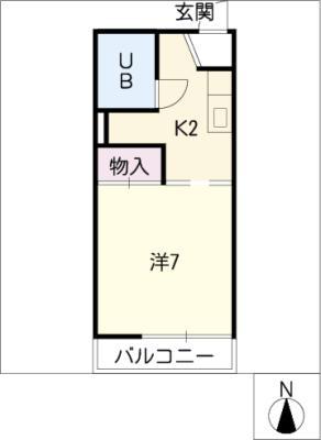 ホワイトスクエア(1K/2階)の間取り写真