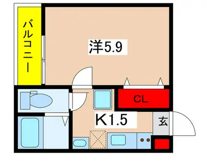 アザーレ・キュリオス・百合ヶ丘(1K/3階)の間取り写真