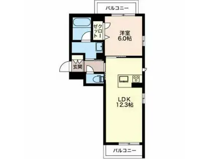 コートエスパシオII(1LDK/2階)の間取り写真
