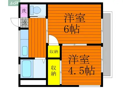 新和アパート(2K/2階)の間取り写真