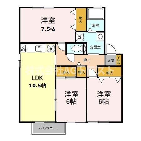 ピュアコート(3LDK/1階)の間取り写真
