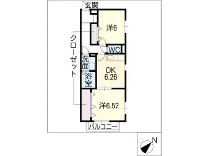 ベラディモーラ作野(2DK/2階)の間取り写真