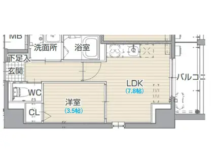 LIVES RESIDENCE SAKO(1LDK/8階)の間取り写真