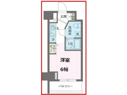 ザパームス新小岩(ワンルーム/6階)の間取り写真