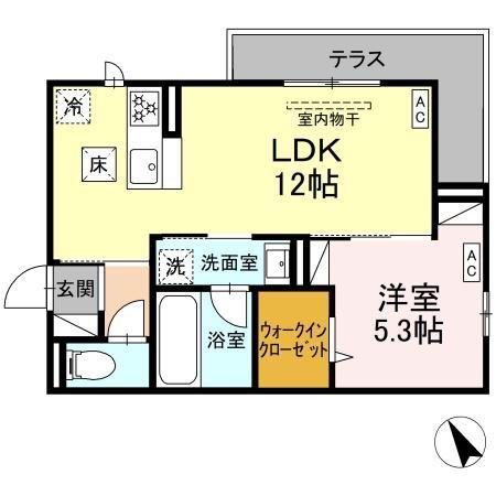 セステナリー西ノ内(1LDK/1階)の間取り写真