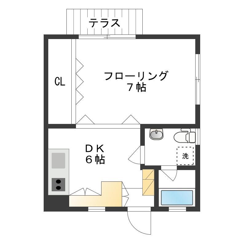ハイムクリーク(1DK/1階)の間取り写真