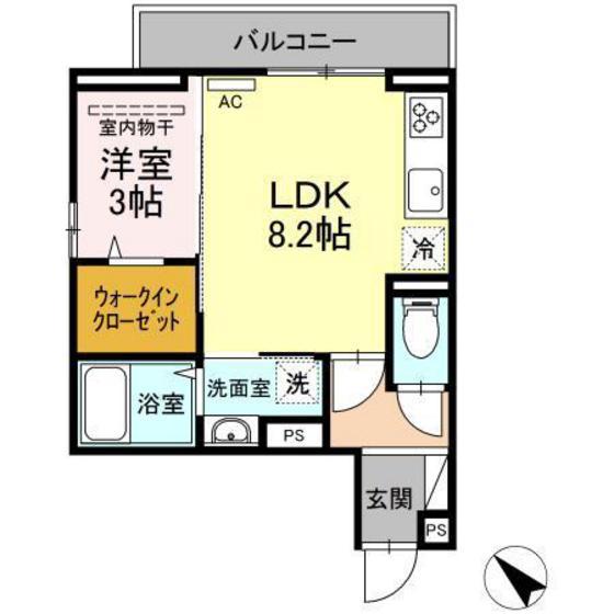 タウン中筋(1LDK/3階)の間取り写真