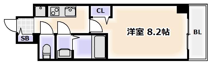 スプランディッド難波ウエスト(1K/9階)の間取り写真