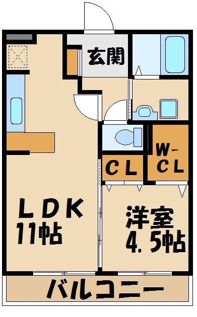 リビングタウン鍵山C(1LDK/1階)の間取り写真