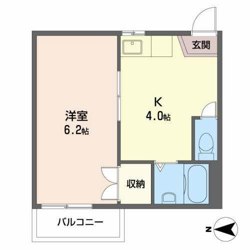 タウニィ高畑(1K/1階)の間取り写真