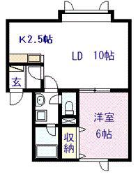 コーポ21世紀III(1LDK/2階)の間取り写真