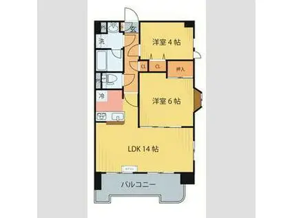 LA CASA MIA(2LDK/4階)の間取り写真