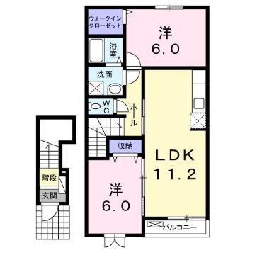 サンデリアーナII B(2LDK/2階)の間取り写真