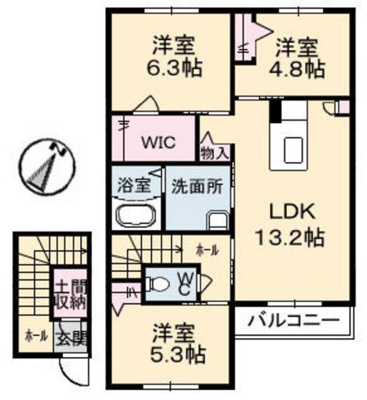 ファンコート堀越一番館(3LDK/2階)の間取り写真