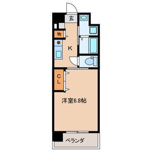 SANBOX大浦(1K/4階)の間取り写真