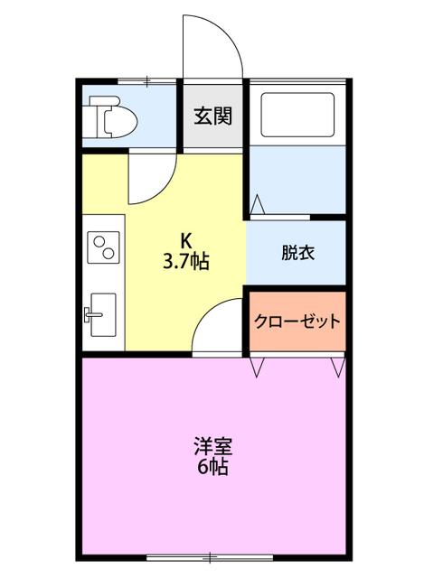 コーポ西千手(1K/1階)の間取り写真