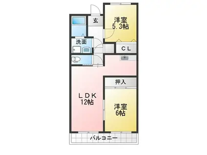 北川原ロビスト(2LDK/3階)の間取り写真