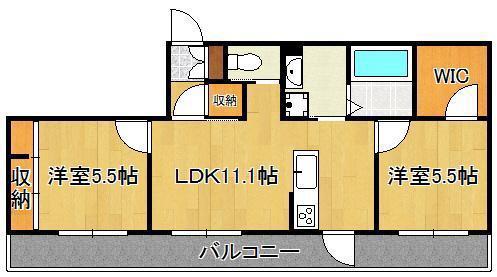 エンジョイスペース鷹の巣(2LDK/3階)の間取り写真
