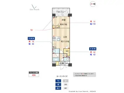 グラントレゾール駒形(1LDK/6階)の間取り写真