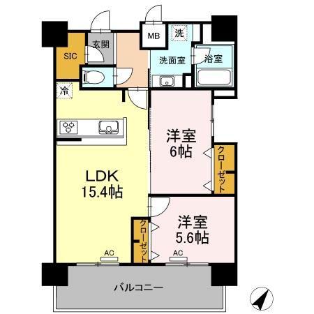 ALOFTII(2LDK/10階)の間取り写真