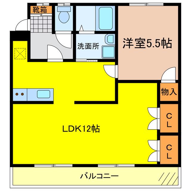 ディマンドハイツB(1LDK/2階)の間取り写真