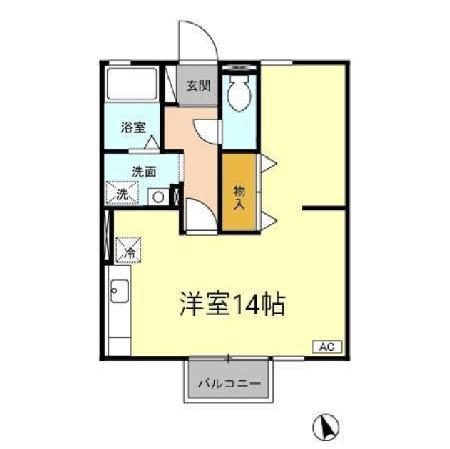セジュールゆたか(ワンルーム/2階)の間取り写真