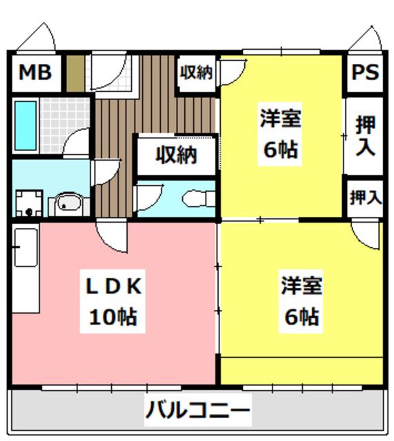 田中マンション(2LDK/3階)の間取り写真