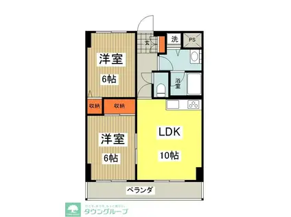 ブルーパールマンション(2LDK/5階)の間取り写真