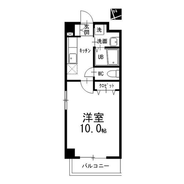 プログレスハイツ塩釜口(1K/3階)の間取り写真