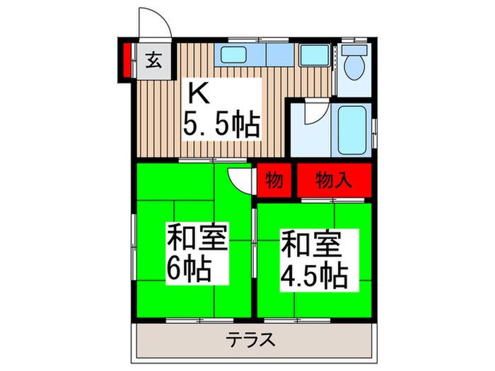 コーポ駒(2K/2階)の間取り写真
