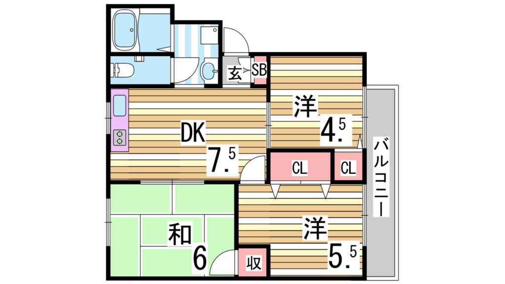 メゾン北神戸(3DK/2階)の間取り写真
