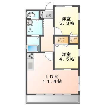メゾンウインク(2LDK/2階)の間取り写真